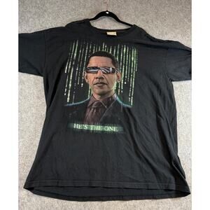 Barack Obama The Matrix He's The One Shirt Mens 2XL Black 2008 Election Graphic